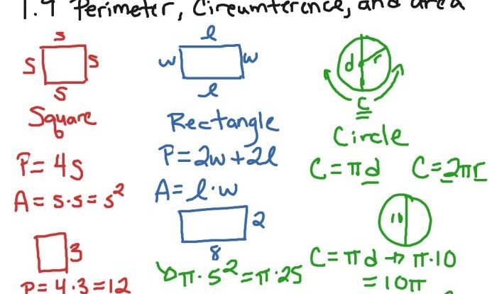 Perimeter circumference and area quiz