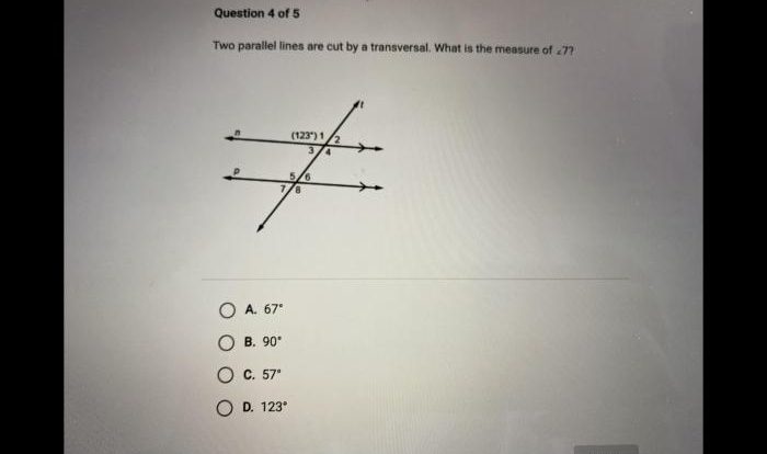 Two parallel lines cut by a transversal worksheet