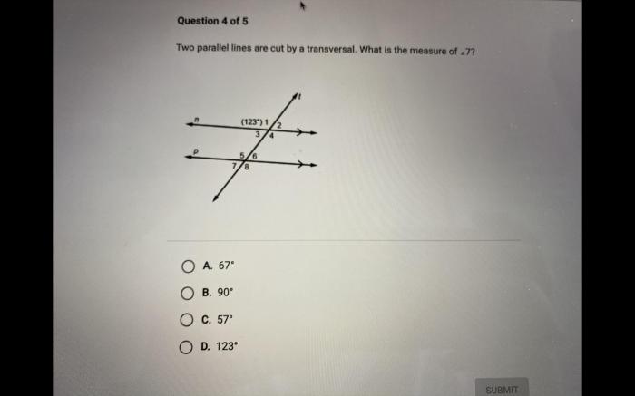 Two parallel lines cut by a transversal worksheet